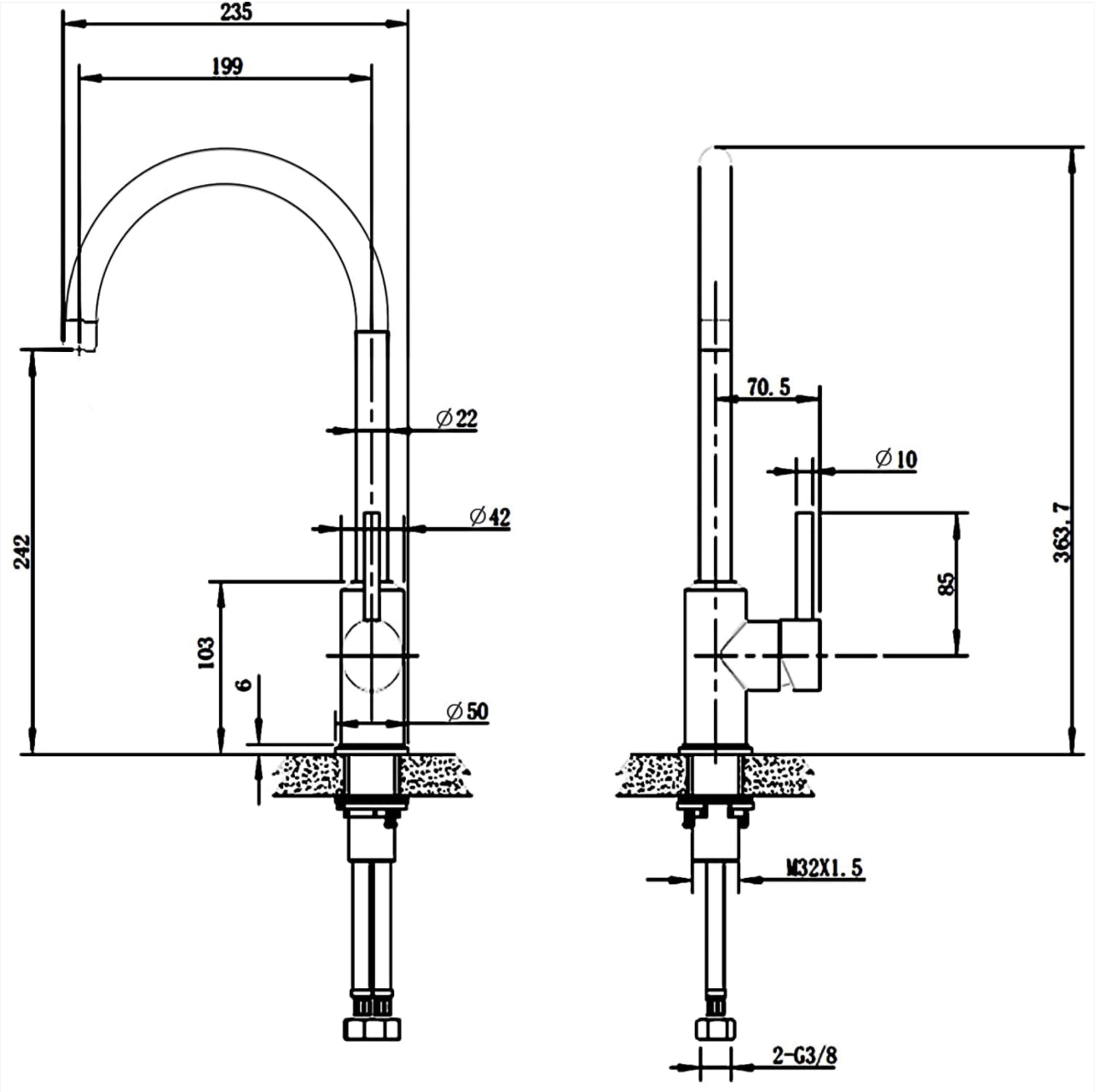 Keuken Kraan Elegant Zilver